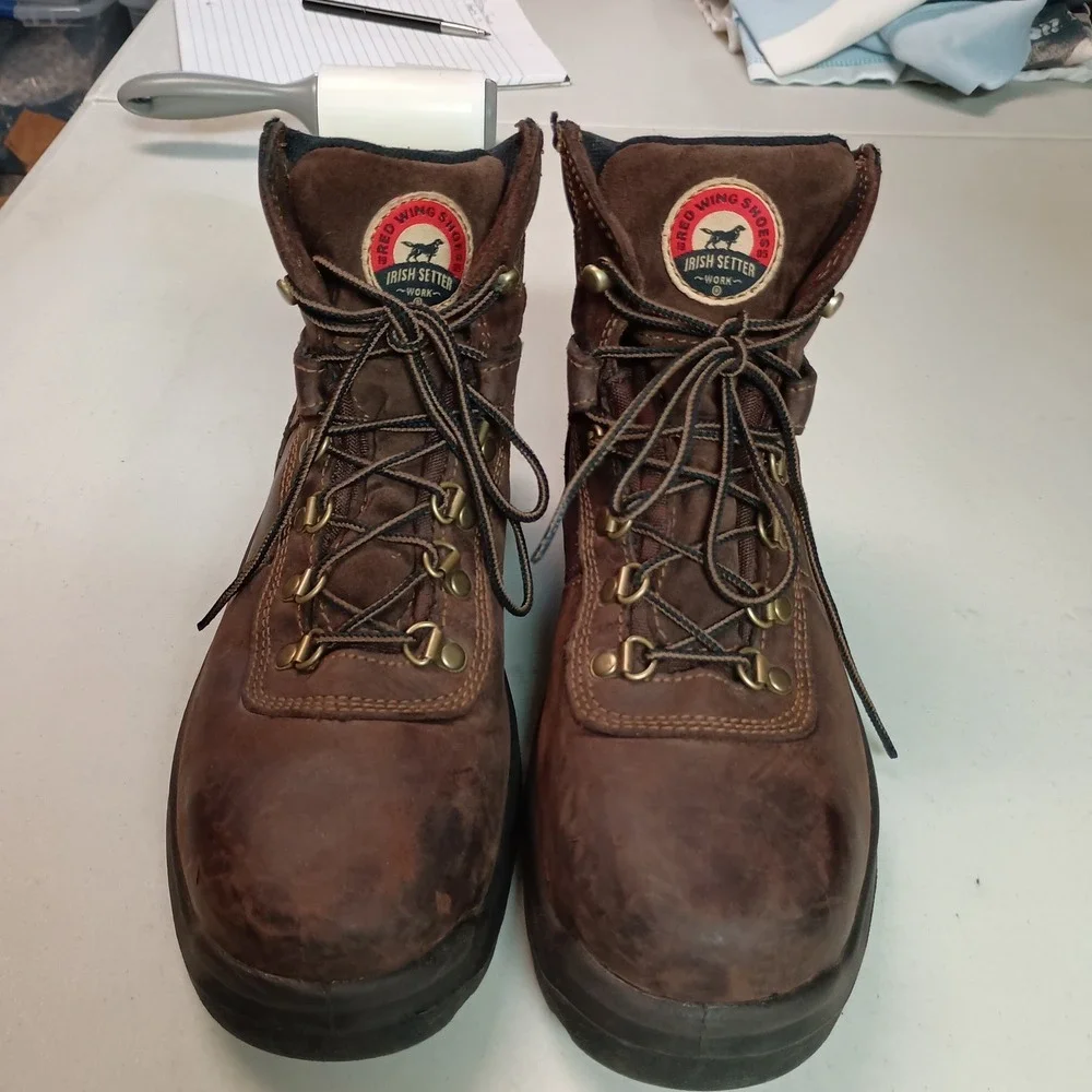 Red Wing Shoes Irish Setter Mens Work Boots Brown Leather Lace Up‎ Size 7.5 EH